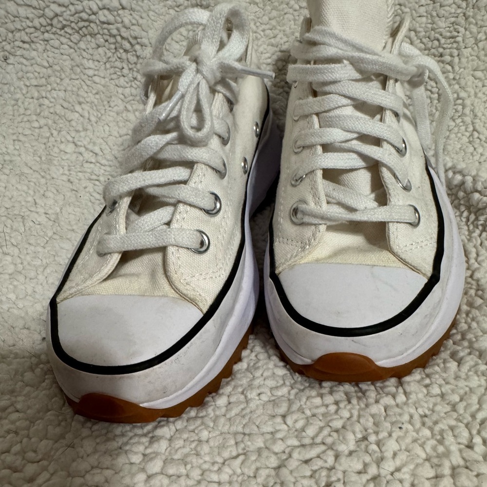 Converse Chuck Taylor White Canvas Sneakers with Black Accents. Worn 4 times.